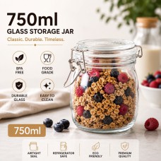 750ml Glass Clamp Lid Storage Jar