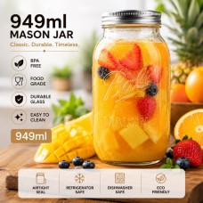 949ml Mason Jar with Airtight Metal Lid
