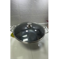 40cm 316 Stainless Steel Wok  With Non-Stick Interior & Double Handle