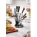 7-Piece Luxury Knife Set with Rotating Stand – Black Gold