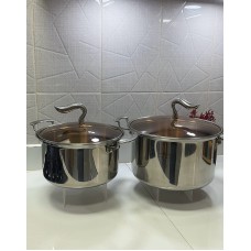 316 Stainless Steel 2-Piece Cookware Set with Glass Cover