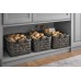 Woven Storage Basket Set (with leather handles)