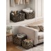 Woven Storage Basket Set (with leather handles)
