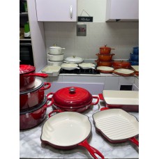 Cast Iron 7 Pieces Enamel Cast Iron Cookware Set