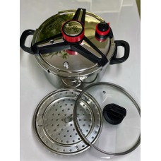 9L Pressure Cooker + Glass Cover & Steamer Basket