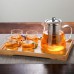 1300ml Glass teapot with 4 mini cups & wooden tray