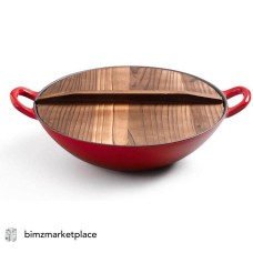 36cm Enamel Red Wok